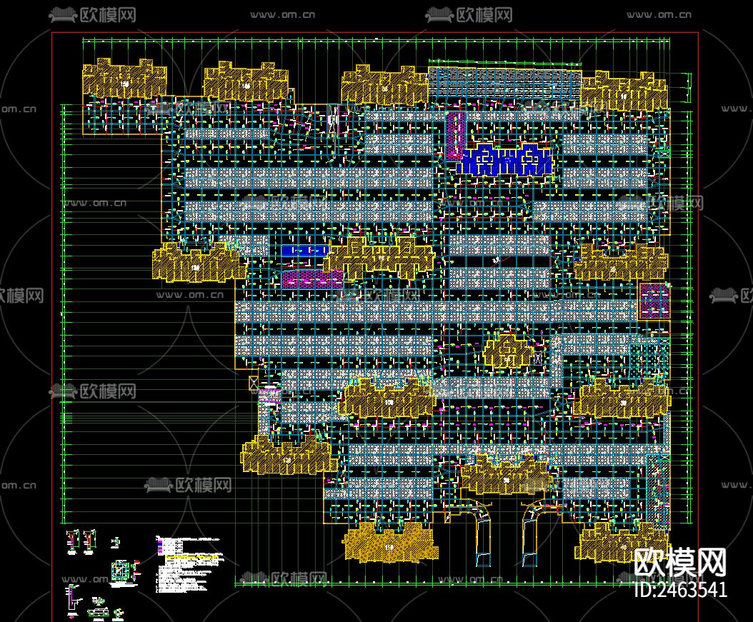 移民安置小区地下车库结构cad施工图下载（渲染图4）