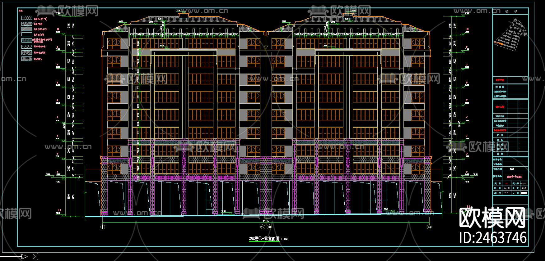 某小区27号楼住宅楼建筑CAD施工图下载（渲染图6）