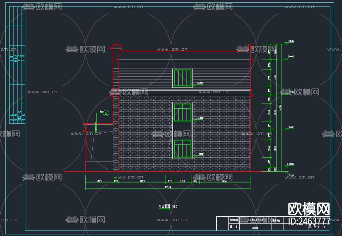 3层砖混结构办公楼CAD施工图下载（渲染图5）