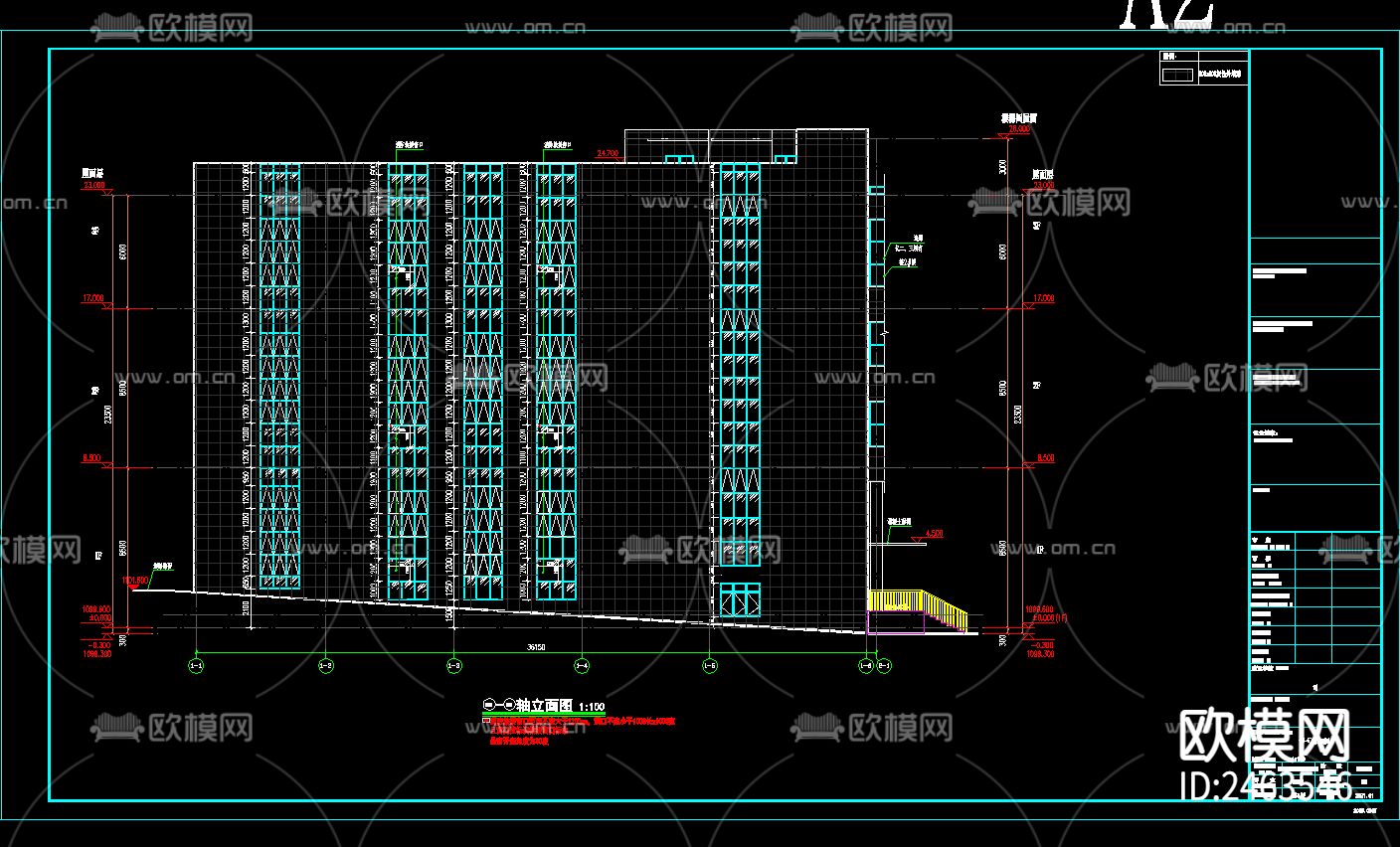 应急救灾医疗物资储备1号仓库建筑cad施工图下载（渲染图5）