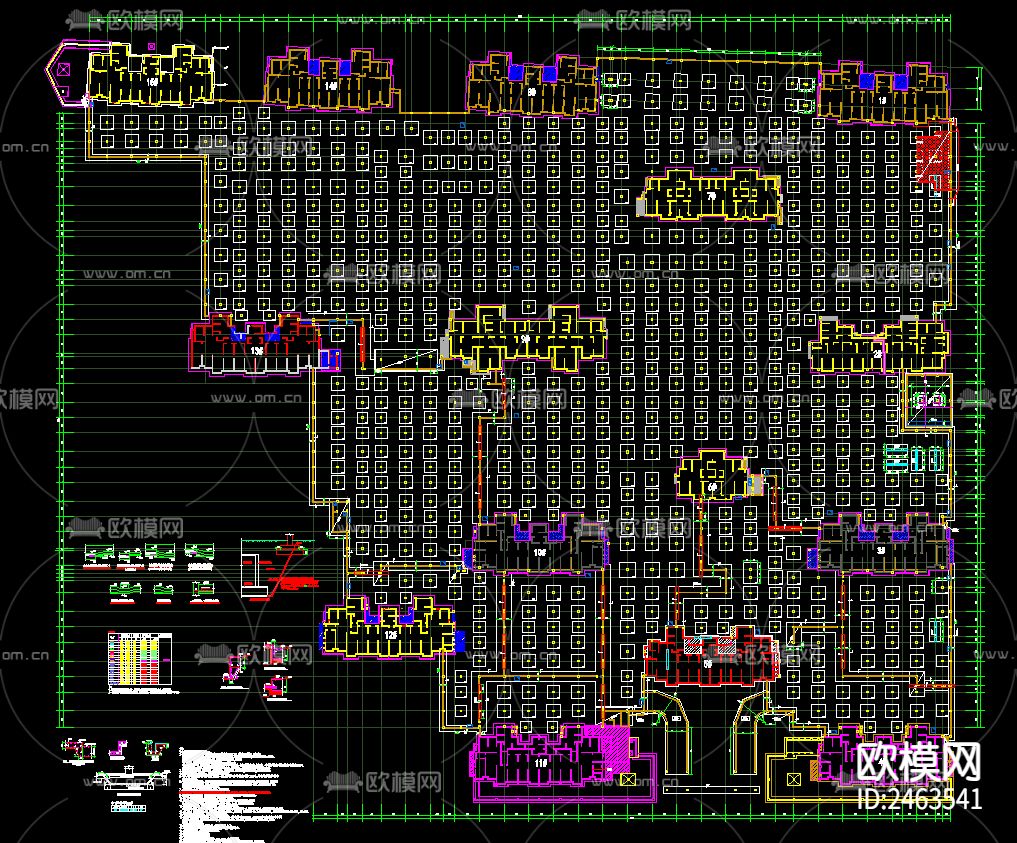 移民安置小区地下车库结构cad施工图下载（渲染图6）