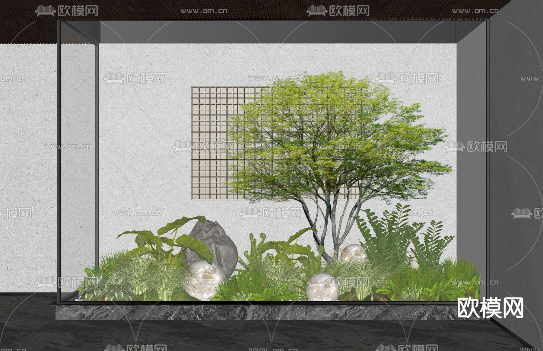 现代室内植物堆su模型