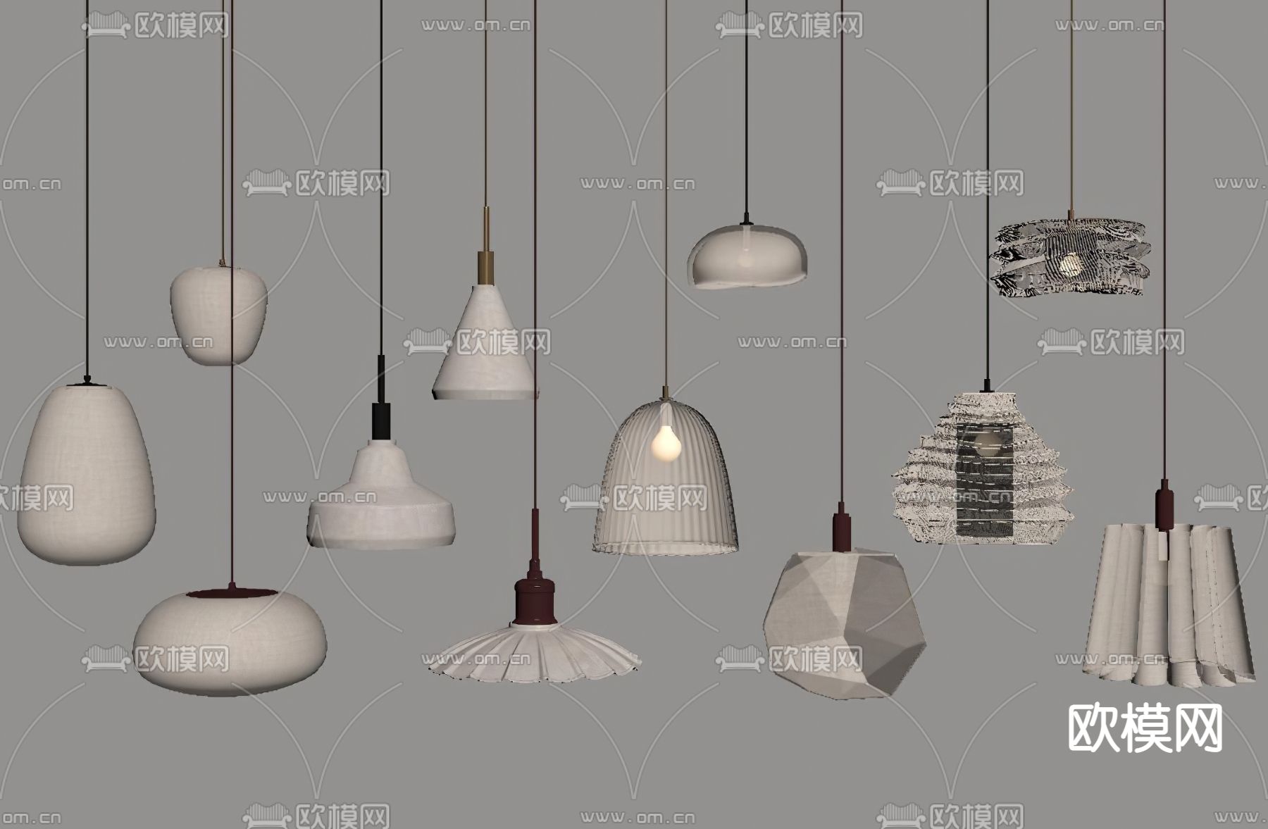 侘寂吊灯su模型下载（渲染图2）