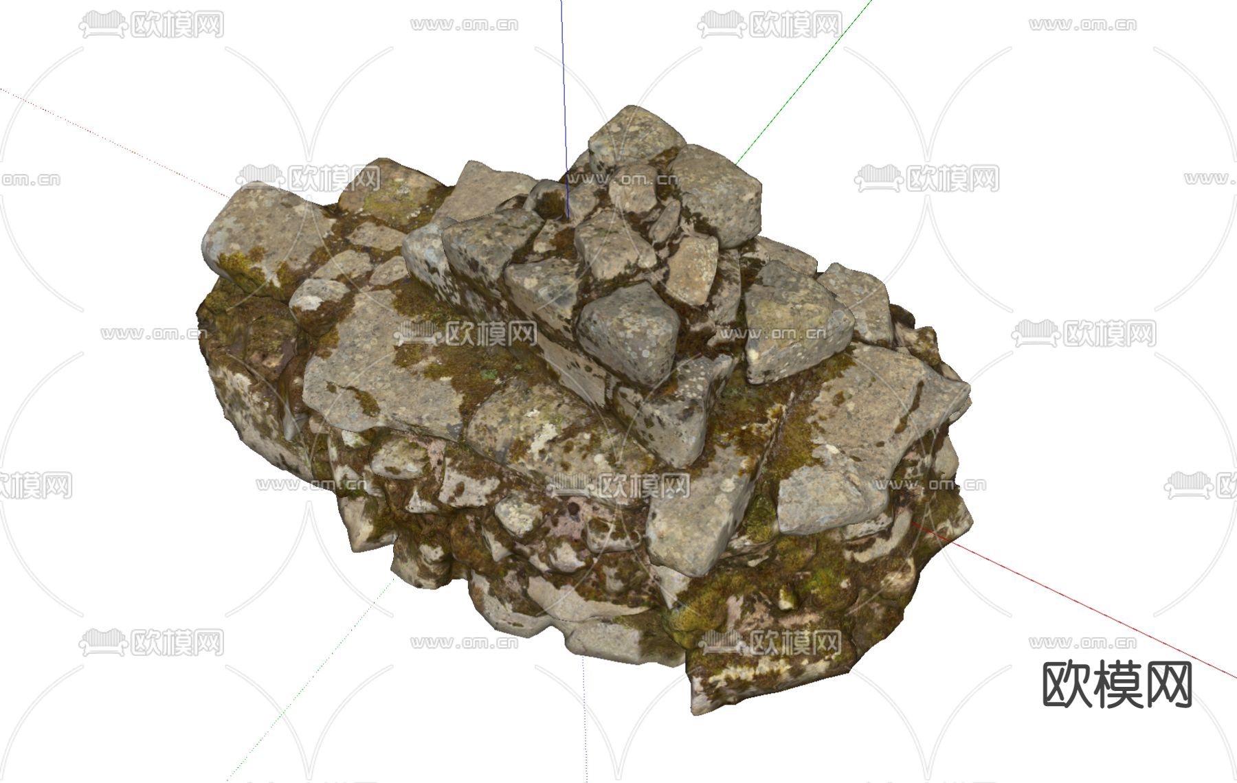 自然风石头su模型下载（渲染图2）