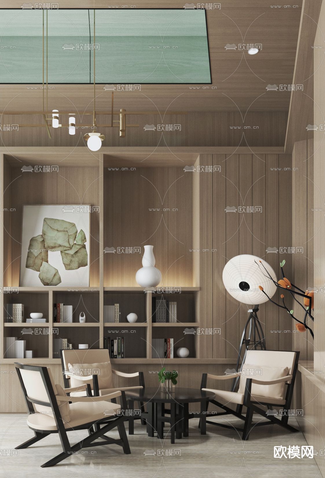 春山秋水设计 新中式休闲桌椅组合su模型下载