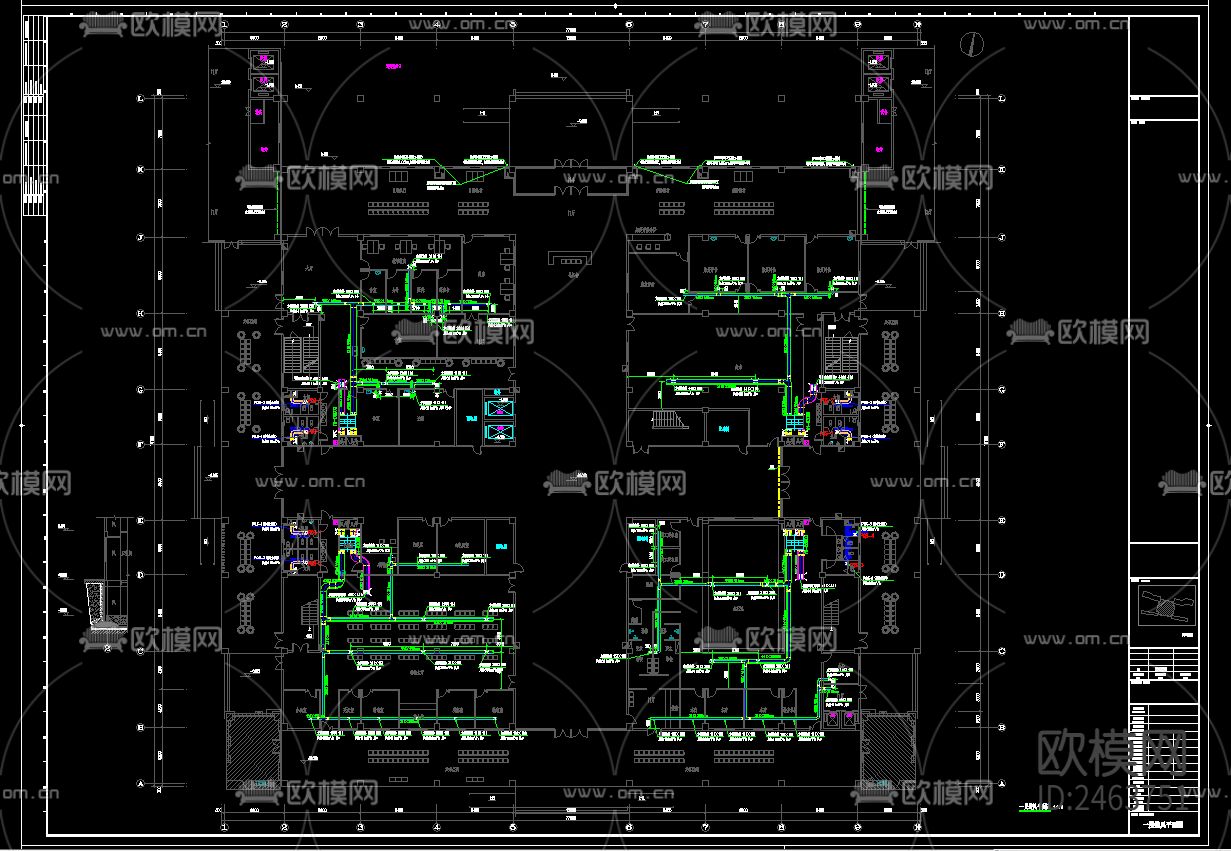 人民医院养老中心 康复疗养楼暖通CAD施工图下载（渲染图5）