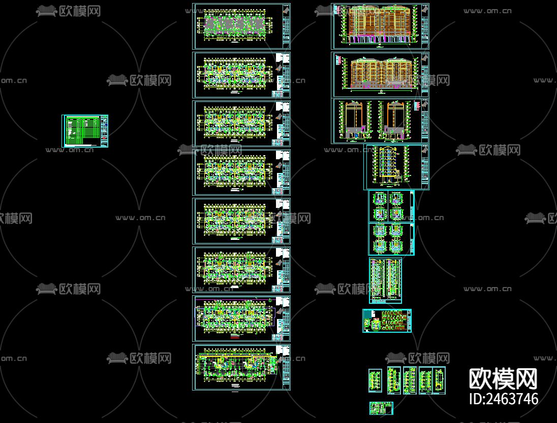 某小区27号楼住宅楼建筑CAD施工图下载（渲染图1）
