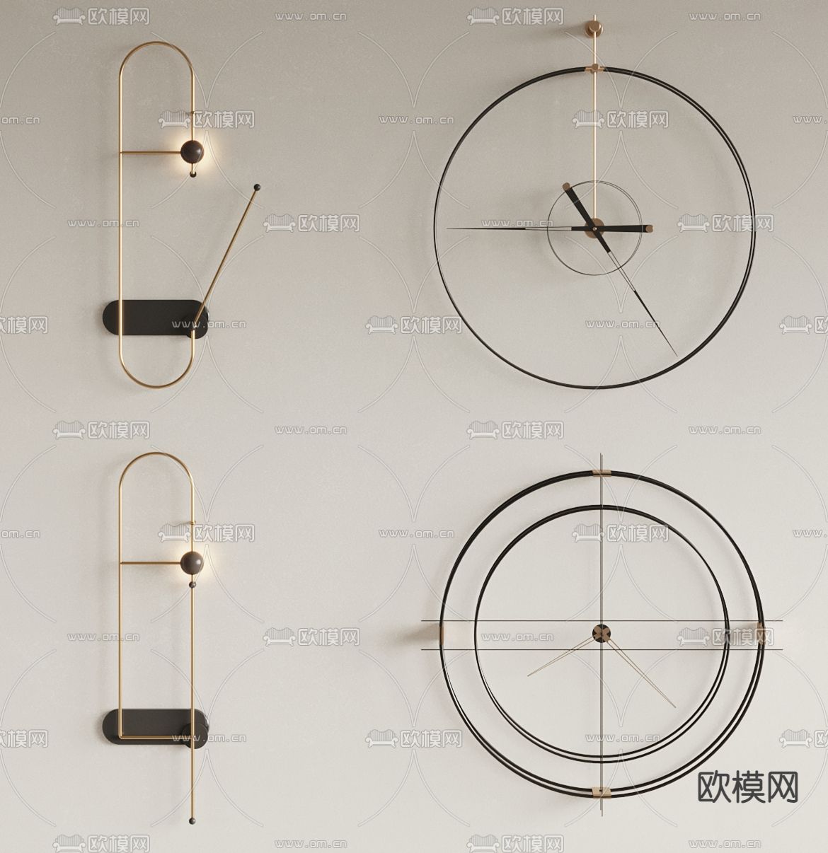 现代时钟 墙饰 挂钟su模型下载（渲染图1）