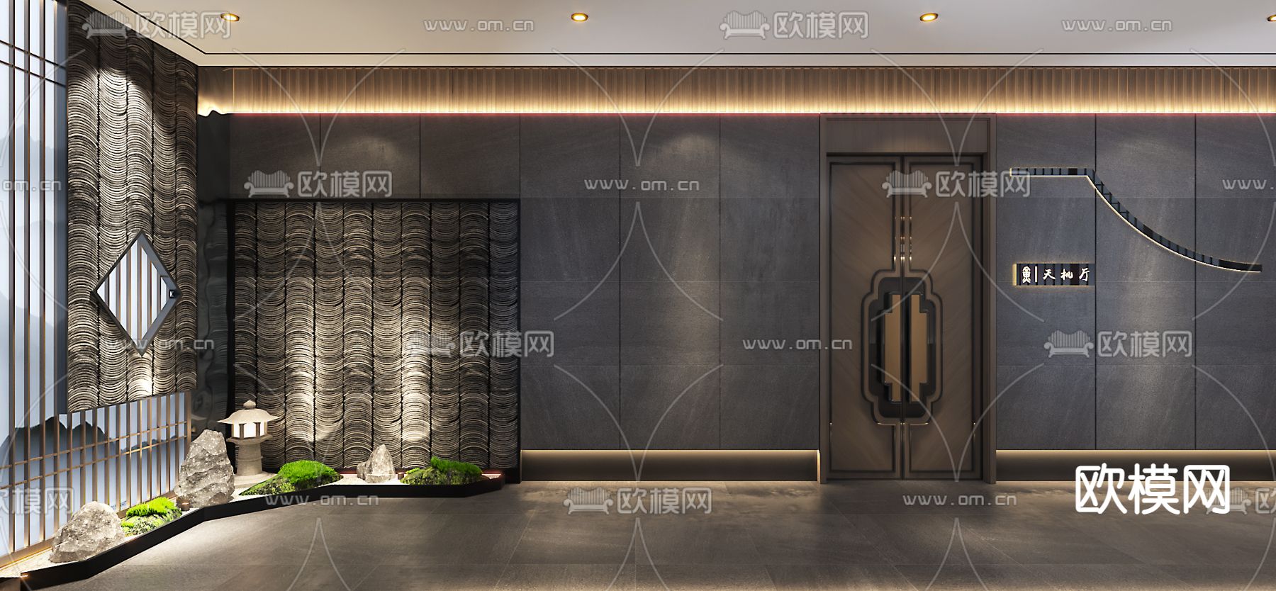 新中式火锅店走廊 过道3d模型下载（渲染图3）