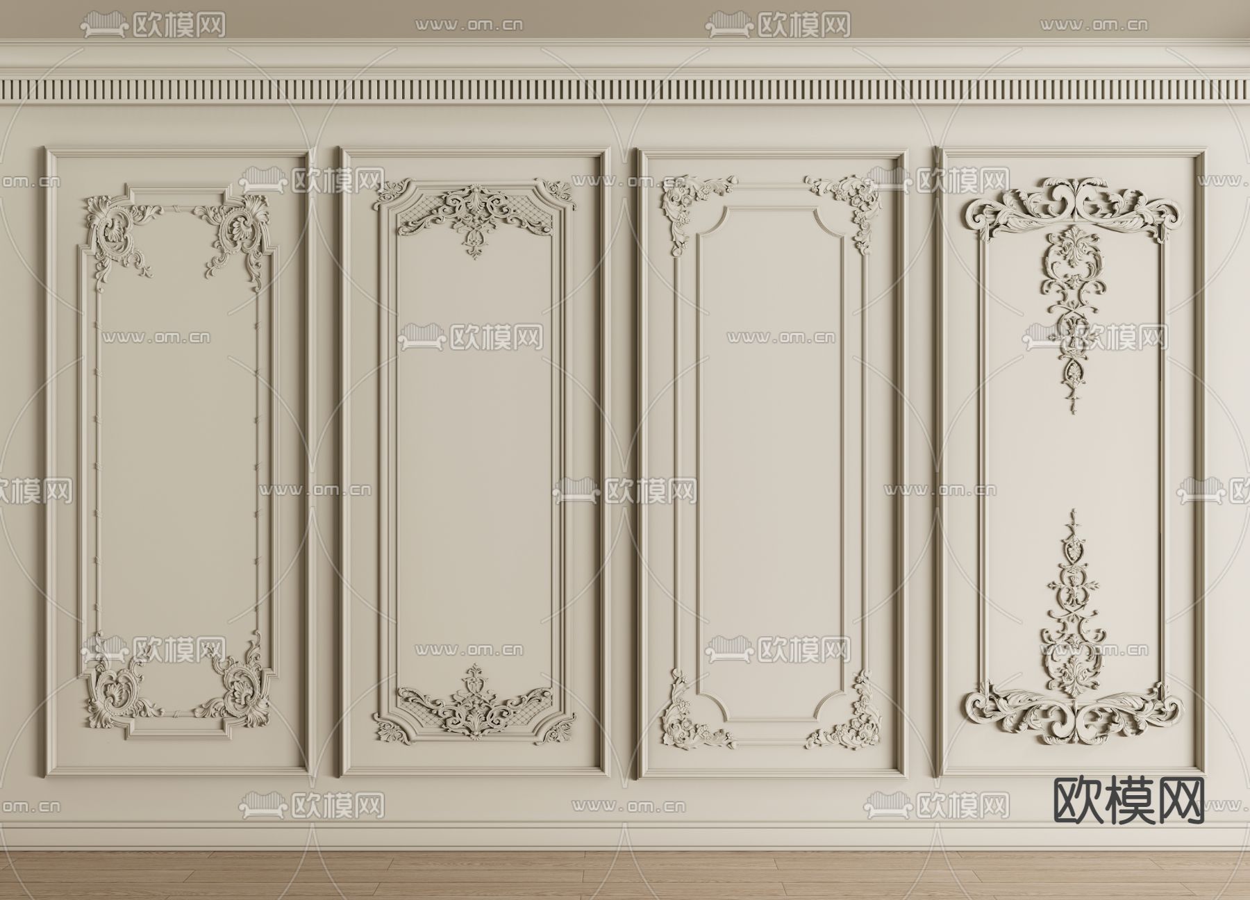 法式石膏线 雕花su模型下载（渲染图1）