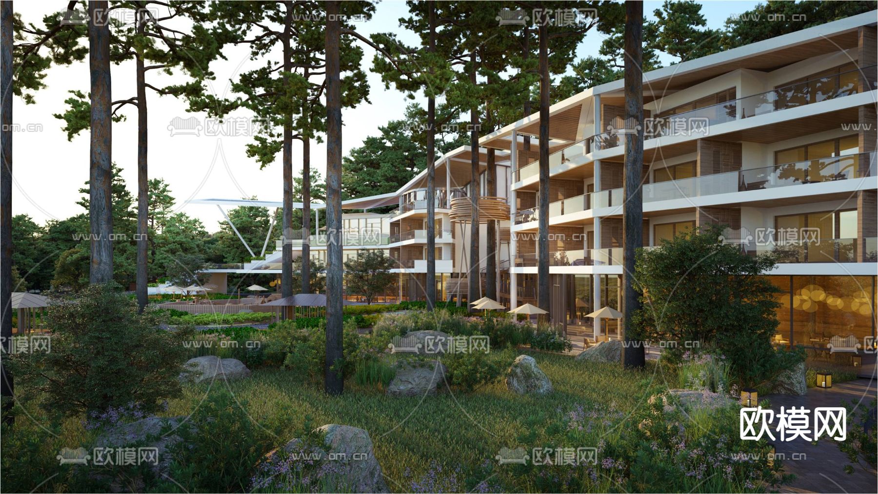 度假酒店建筑su模型