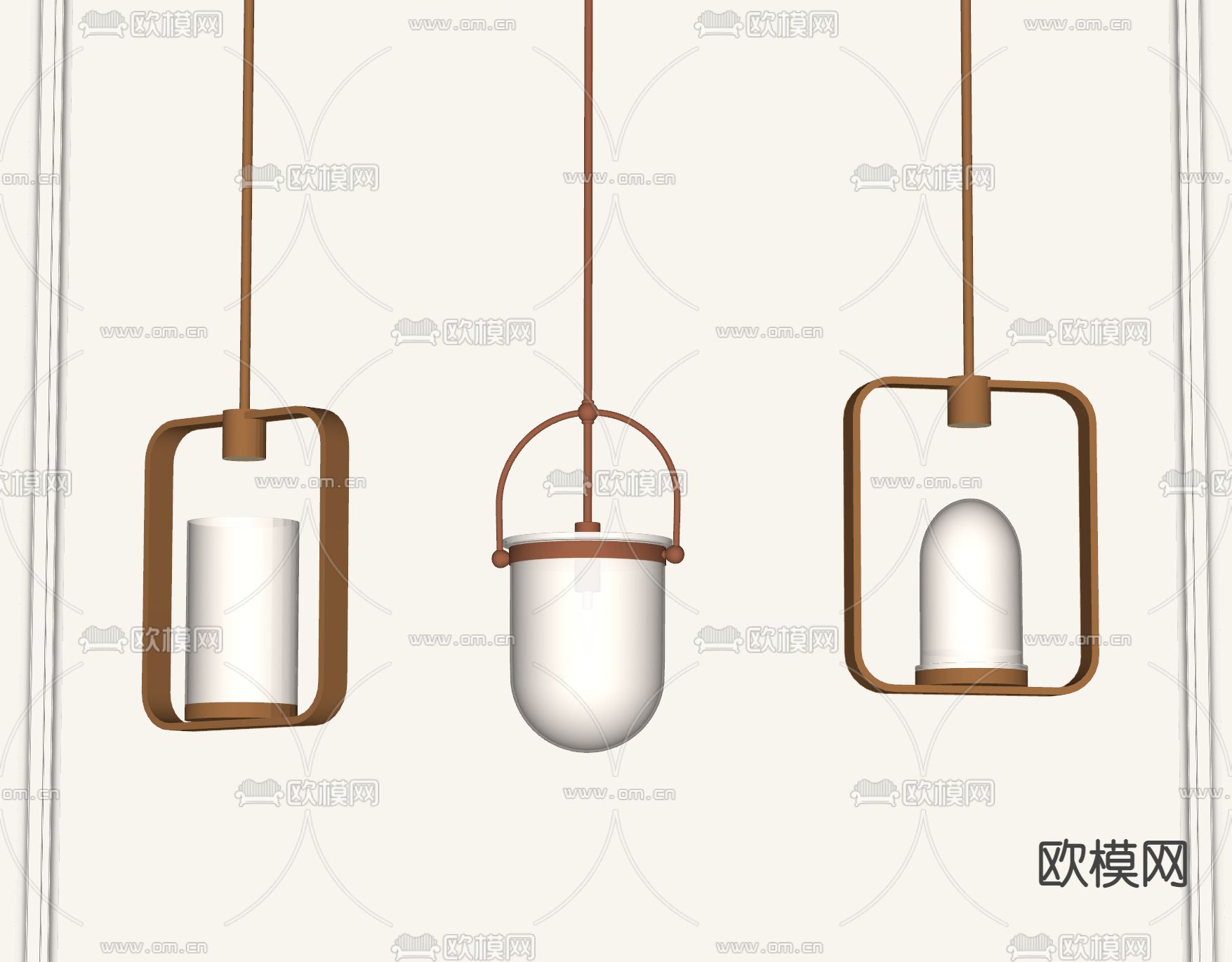 轻奢金属吊灯 小吊灯su模型下载（渲染图2）