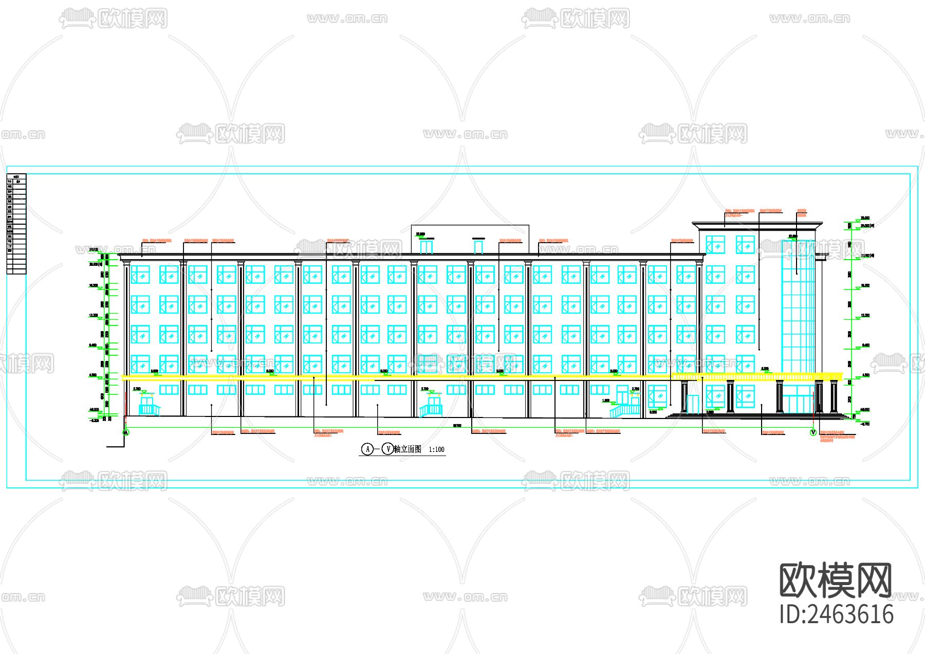 某地工农业综合楼建筑cad施工图下载（渲染图3）