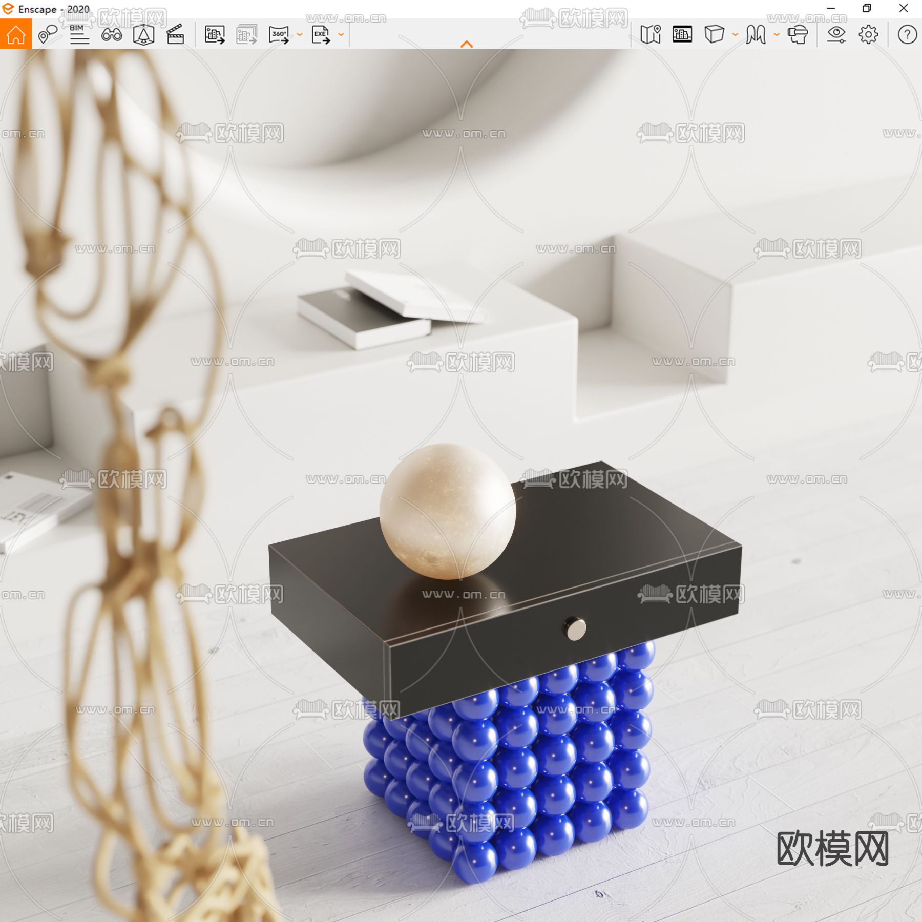 现代球形台灯su模型