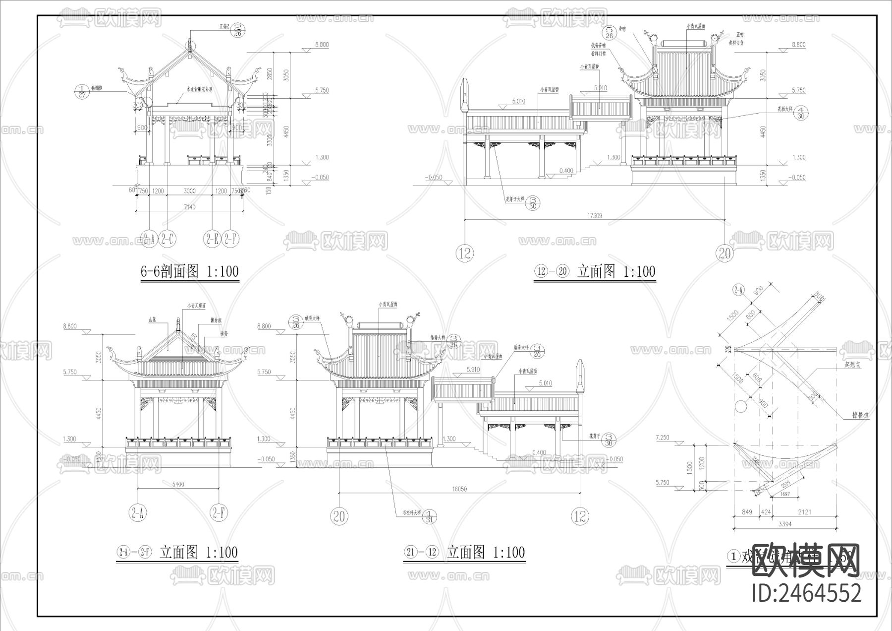 民俗文化长廊全套建筑CAD施工图下载（渲染图8）