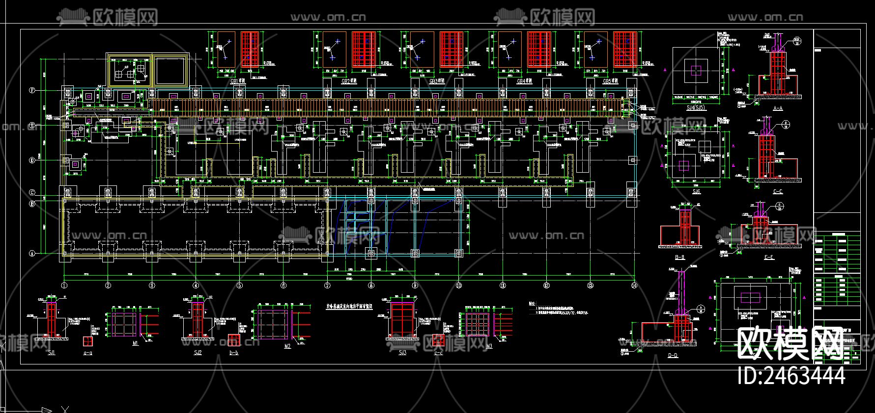 跨度十八米二层厂房结构图CAD施工图下载（渲染图5）