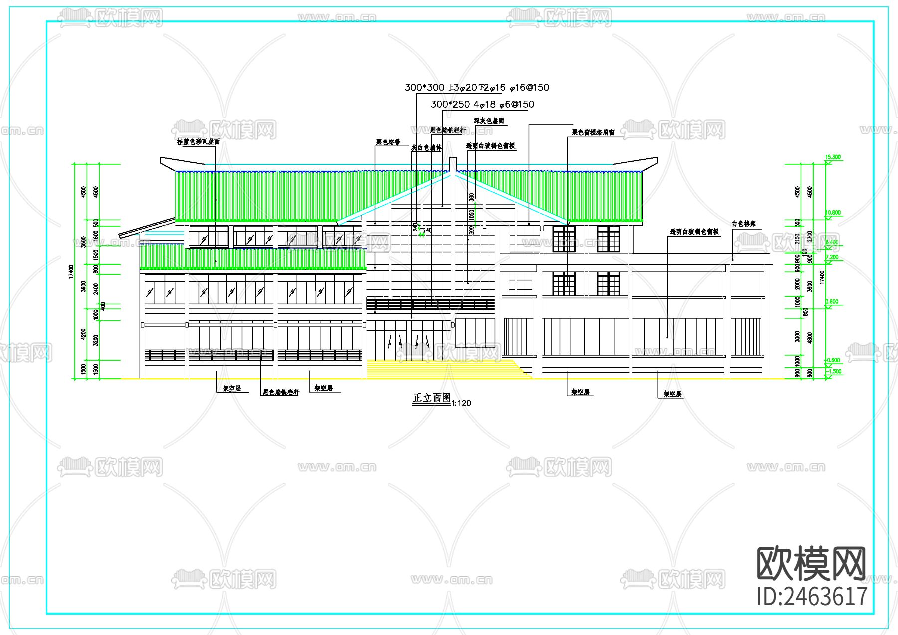 某宣传文化中心建筑cad施工图下载（渲染图1）