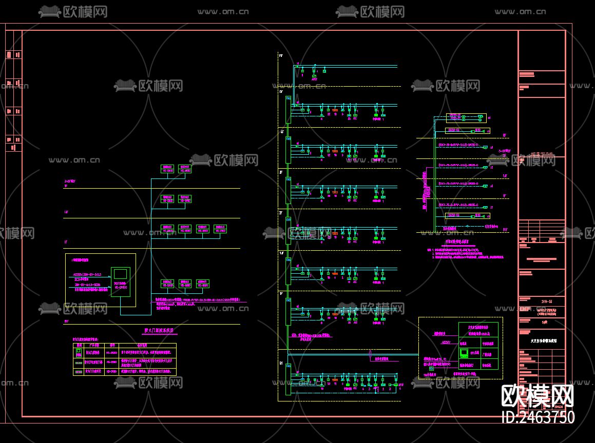 五层厂房电气CAD施工图下载（渲染图4）