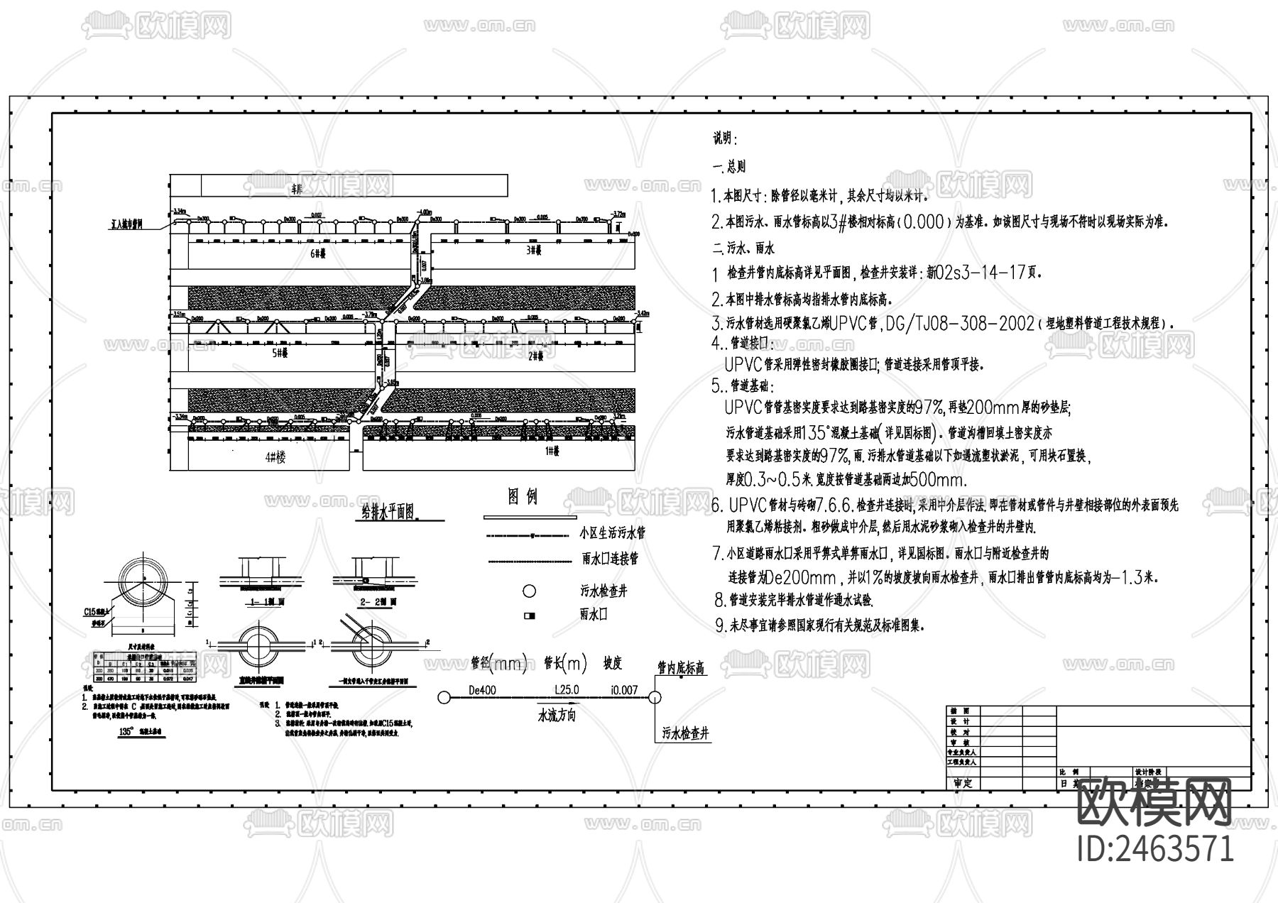 某小区室外给排水管网cad施工图下载（渲染图3）