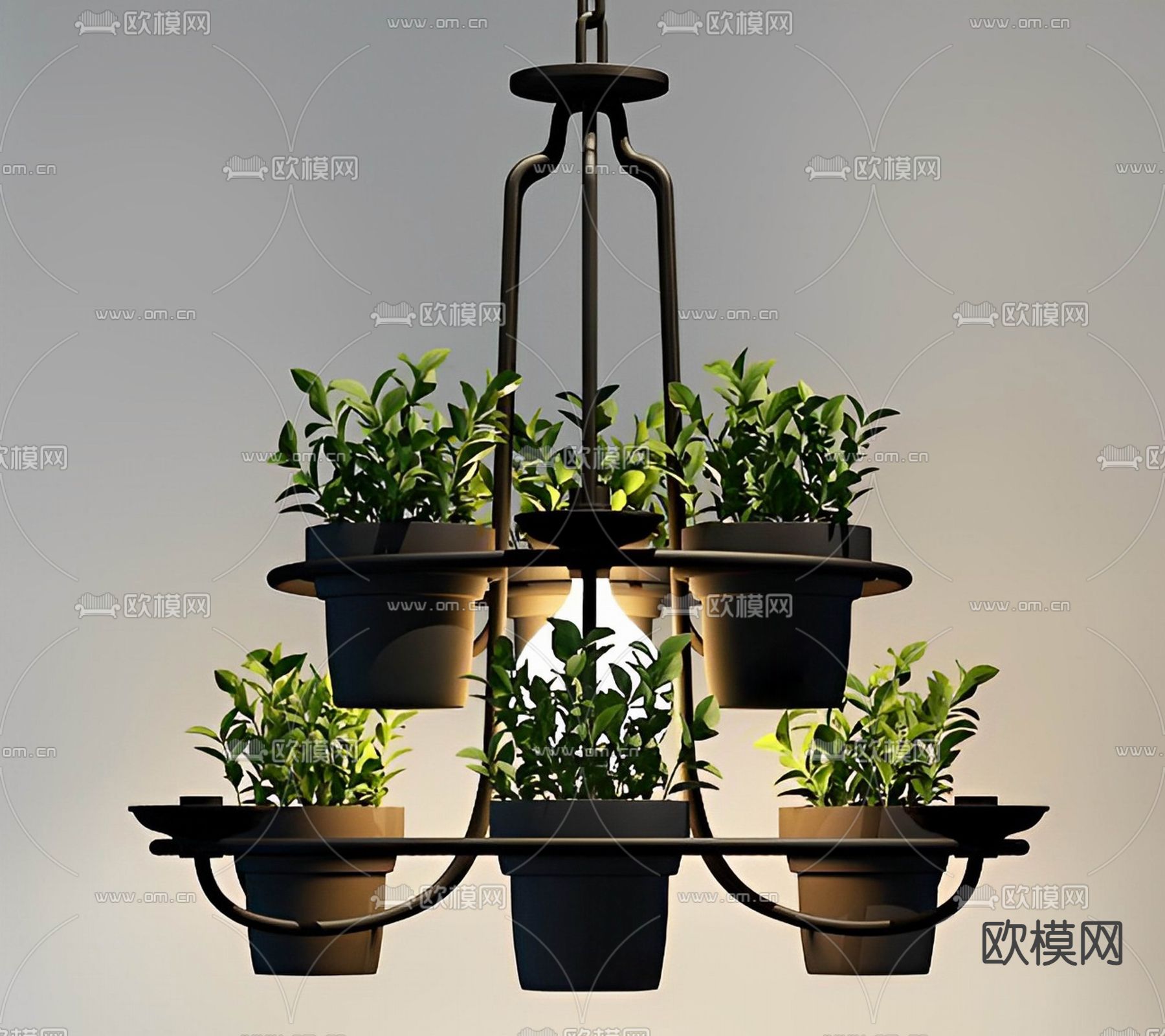 吊篮吊灯 绿植吊灯su模型下载（渲染图1）