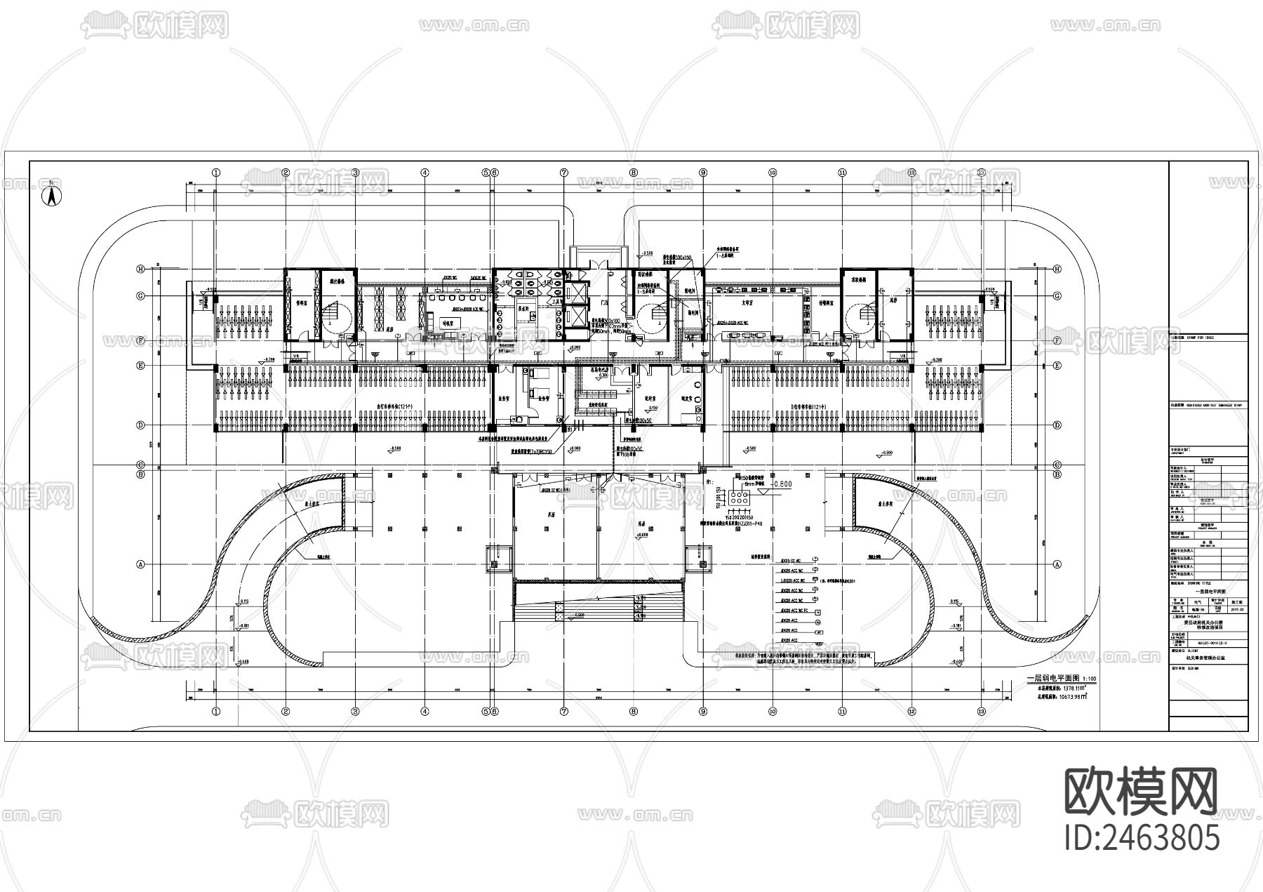 弱电及消防平面CAD施工图下载（渲染图4）