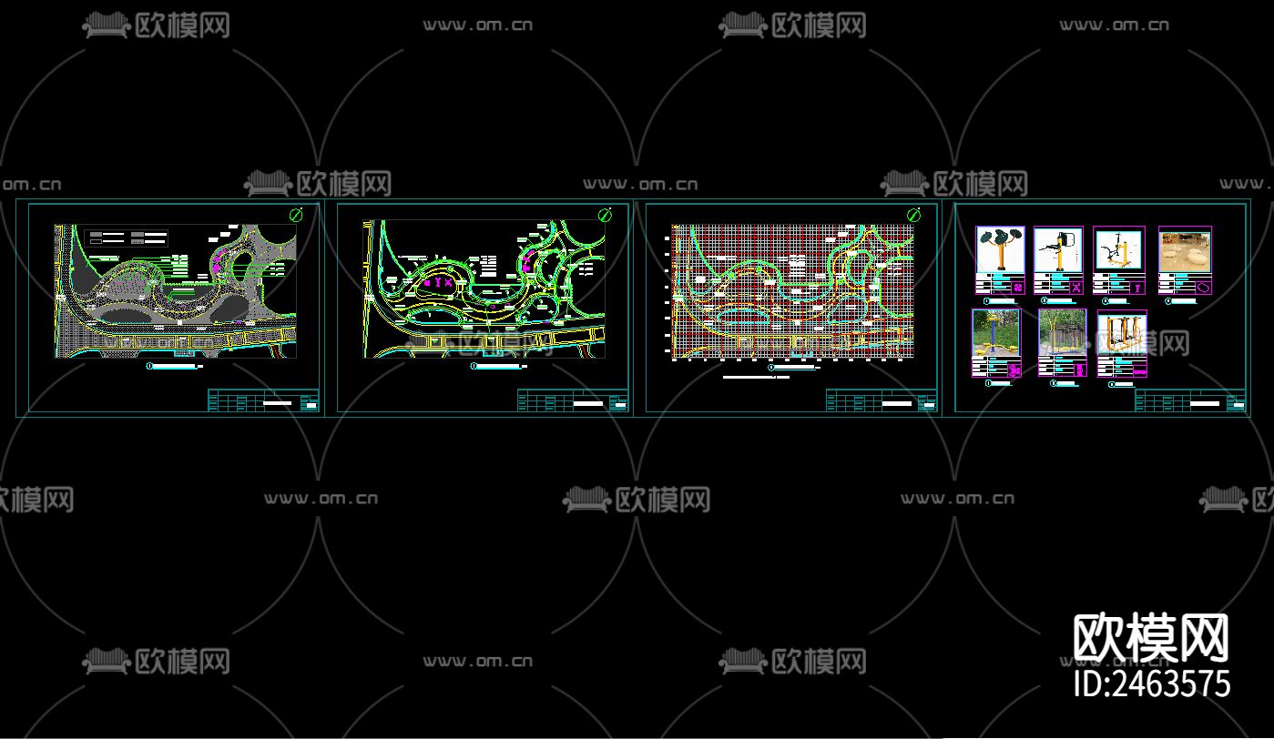 某小区全龄活动场地园林景观cad施工图下载（渲染图1）