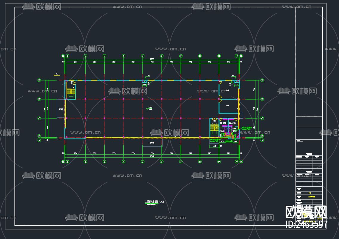 某工厂二层食堂暖通cad施工图下载（渲染图5）