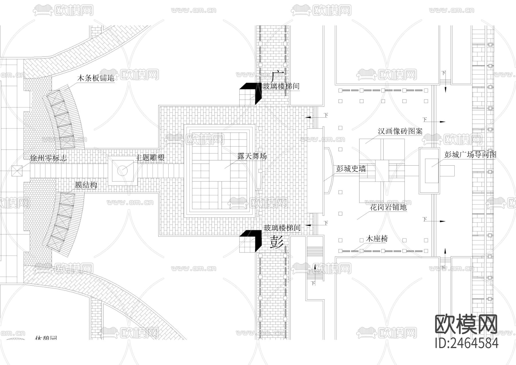 广场设计平面图CAD施工图下载（渲染图4）