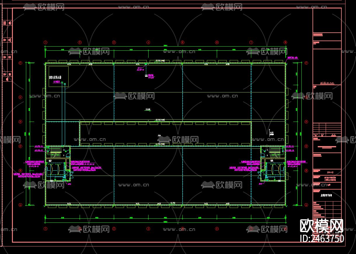 五层厂房电气CAD施工图下载（渲染图9）