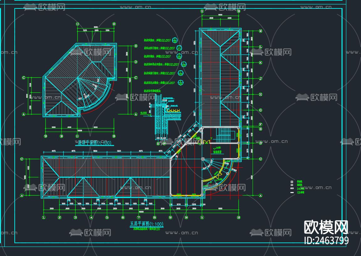 某旅游区宾馆建筑CAD施工图下载（渲染图5）