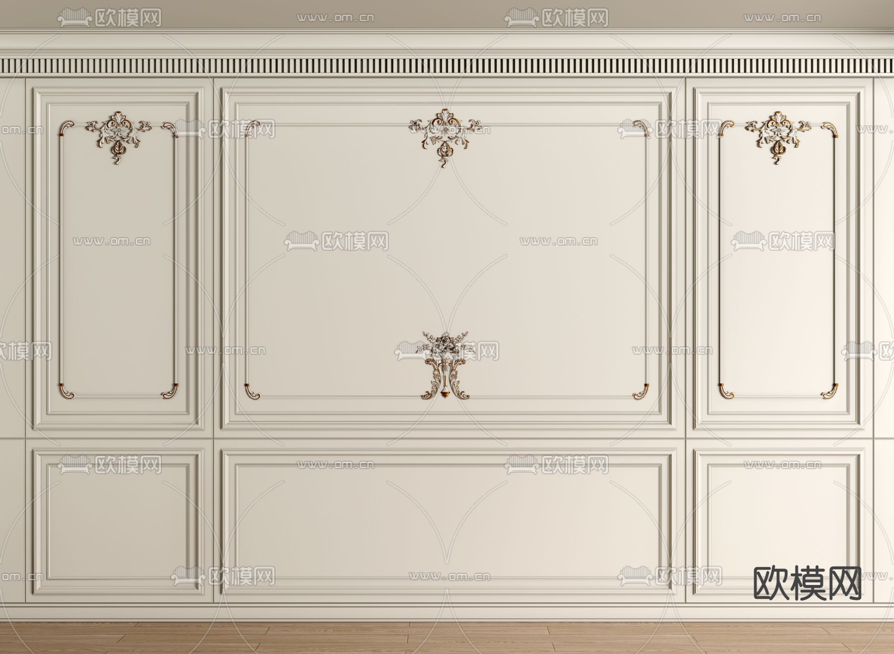 法式雕花 石膏线条 墙裙3d模型下载