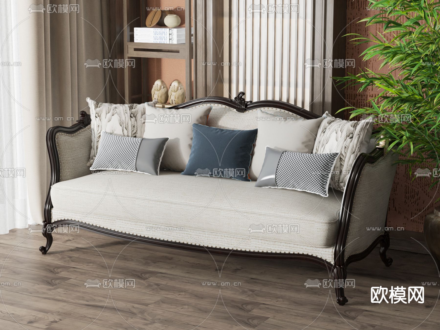 美式软体沙发3d模型下载