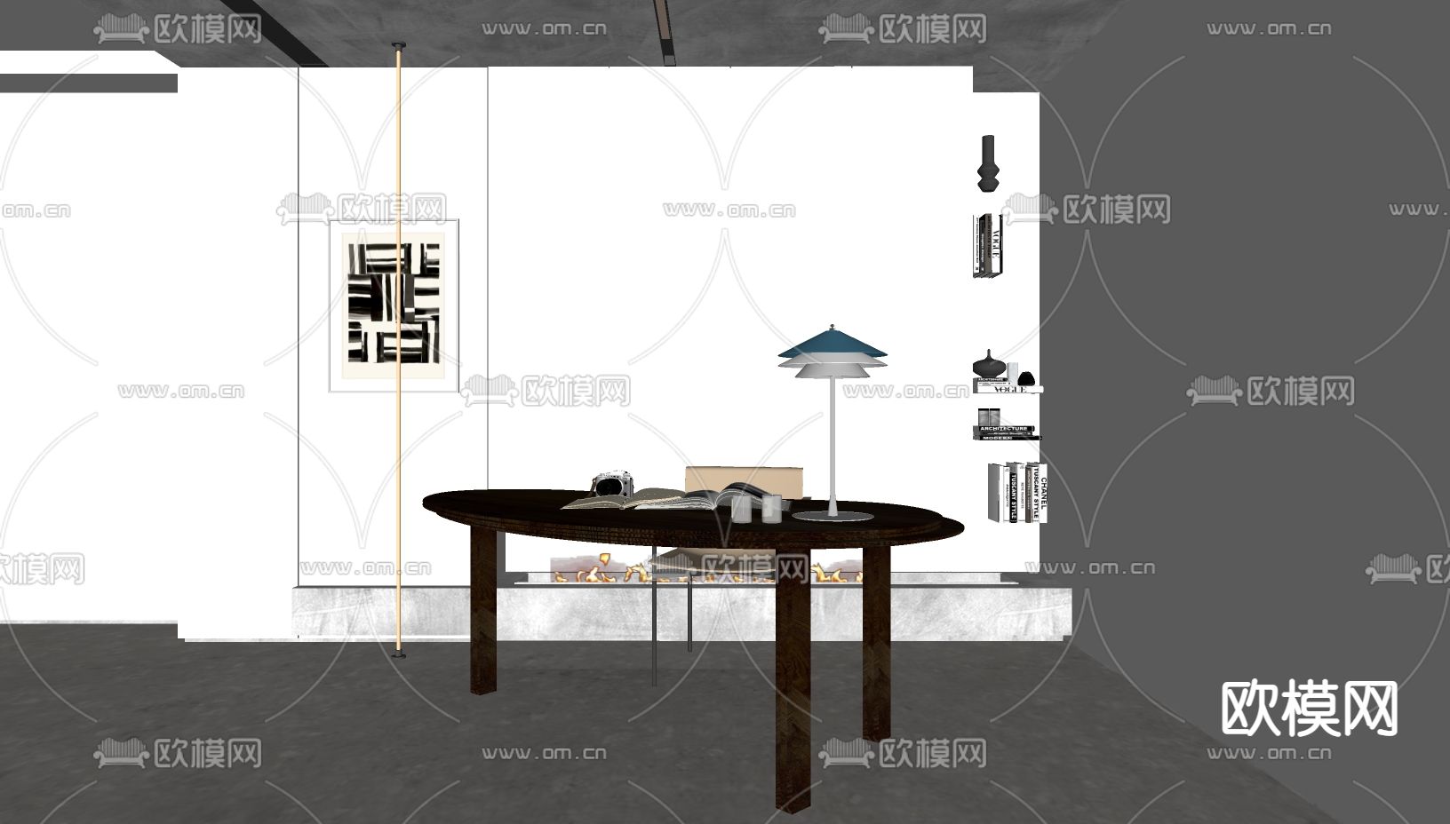 书桌椅 写字台su模型下载（渲染图2）