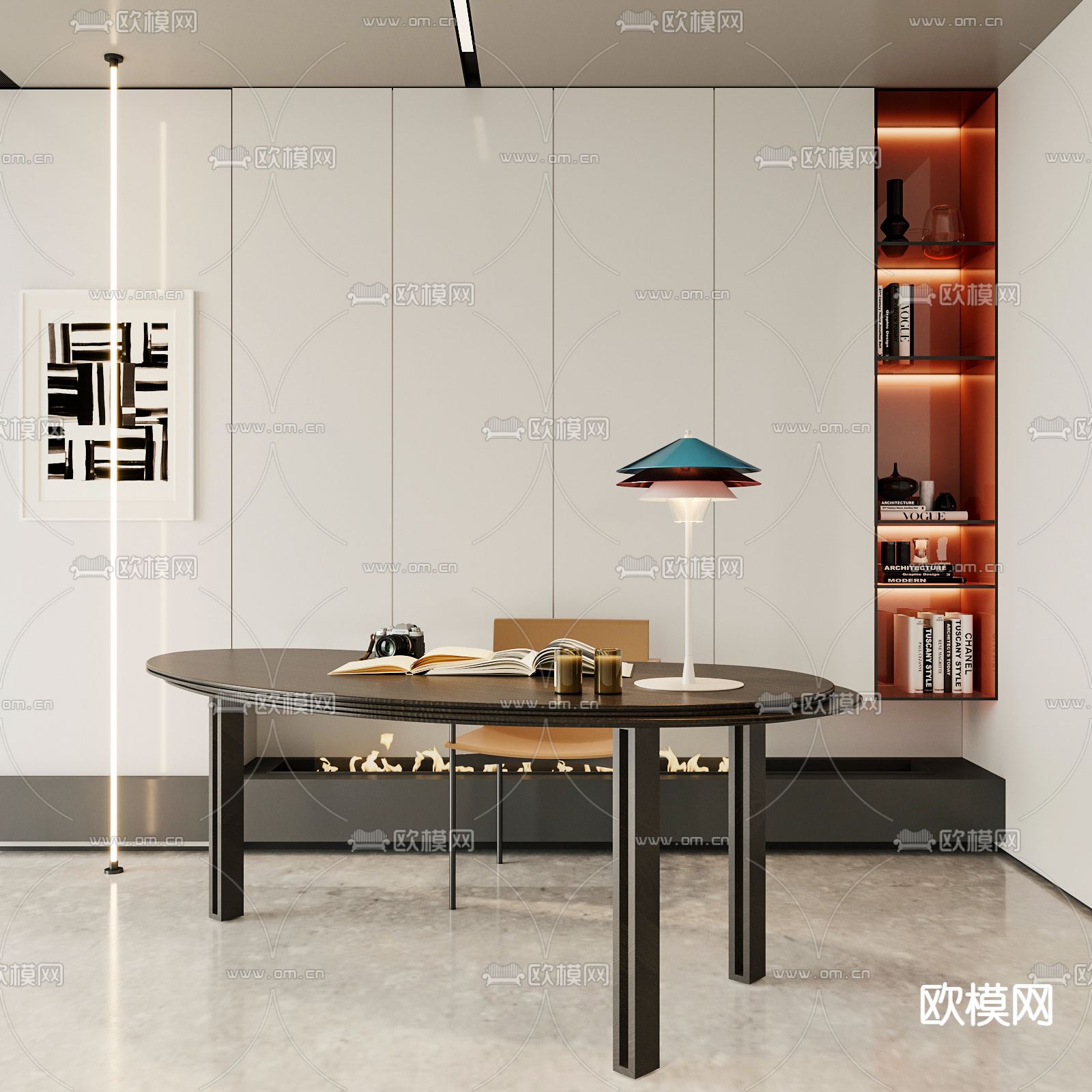 书桌椅 写字台su模型下载（渲染图1）