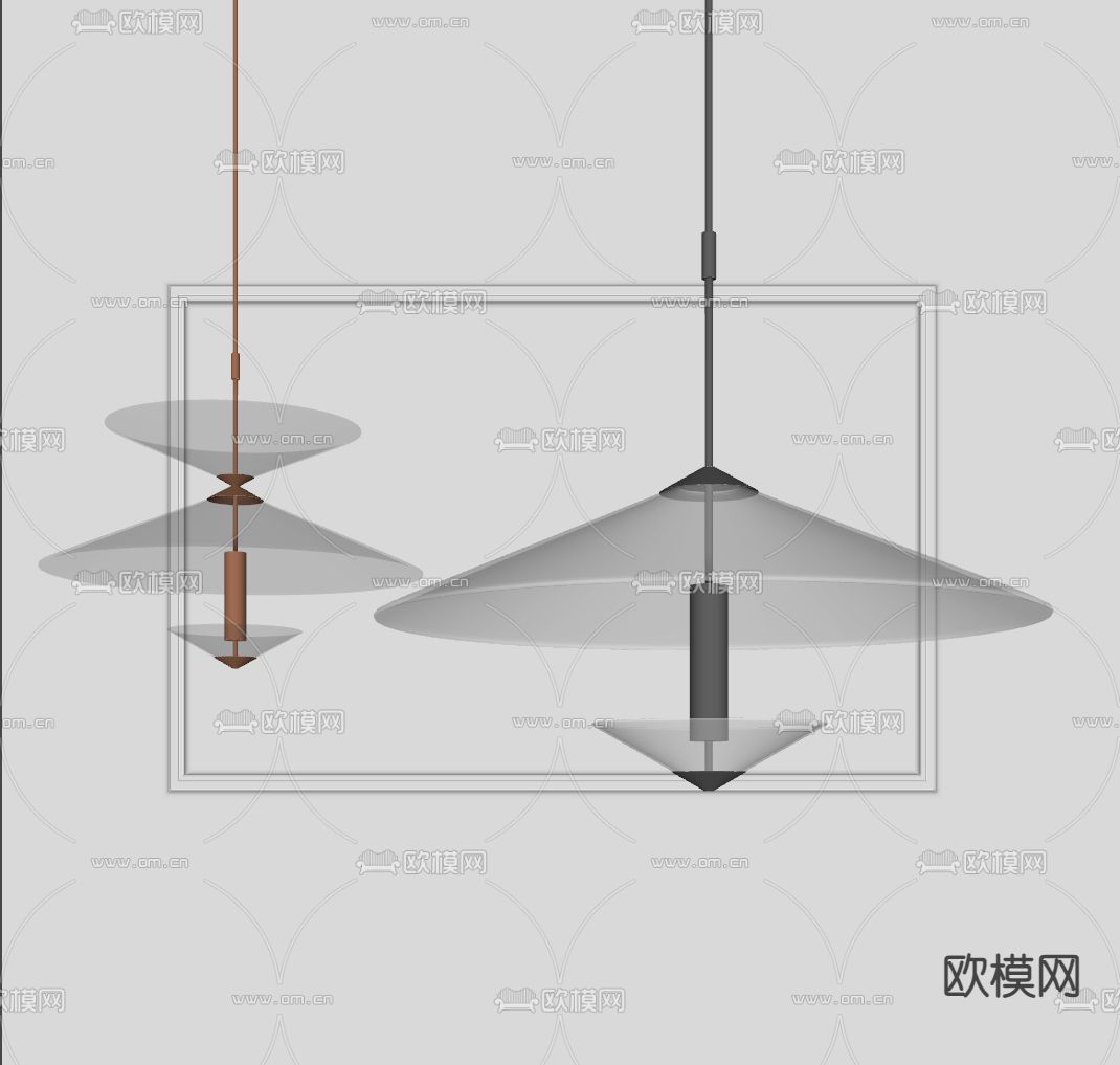 飞碟吊灯 餐厅吊灯su模型下载（渲染图2）