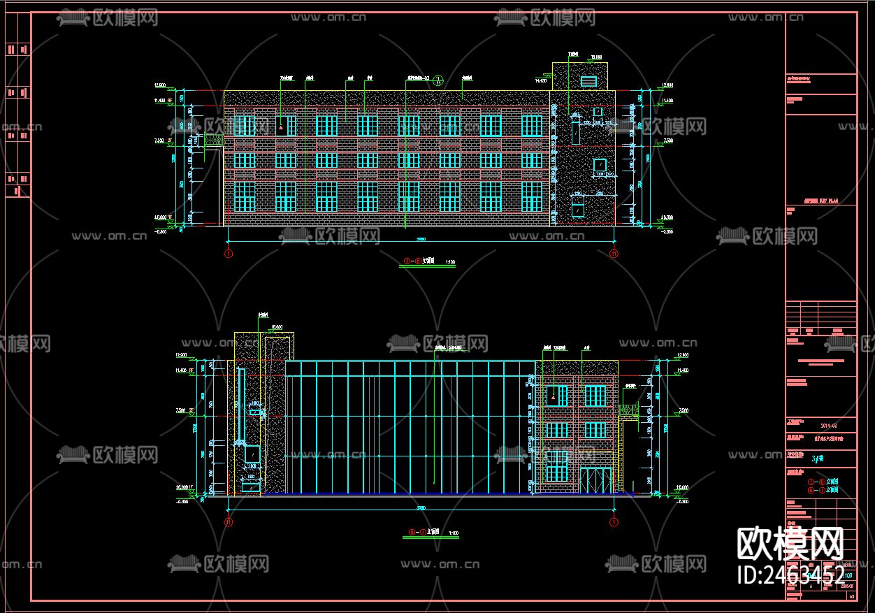 三层改扩建生产及辅助用房3号楼建筑CAD施工图下载（渲染图3）