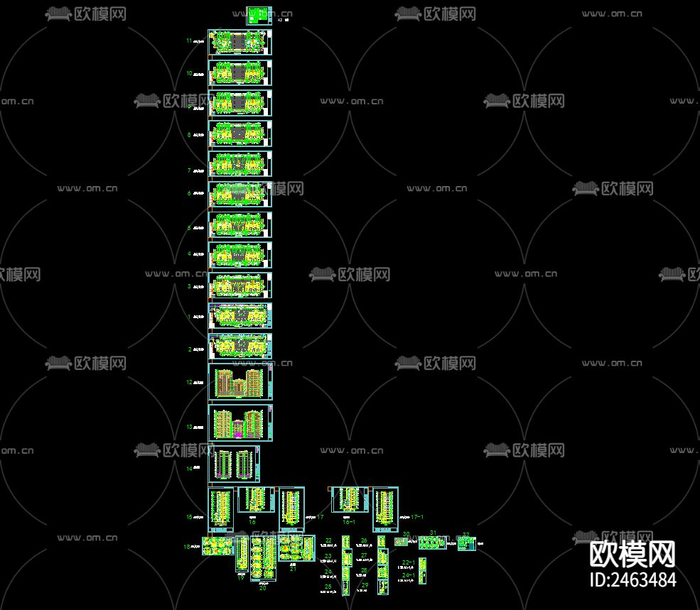 某小区12号楼三单元十三层住宅建筑CAD施工图下载（渲染图2）