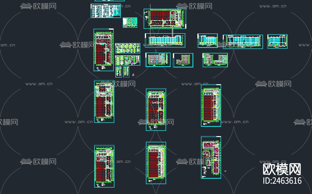 某地工农业综合楼建筑cad施工图下载（渲染图1）