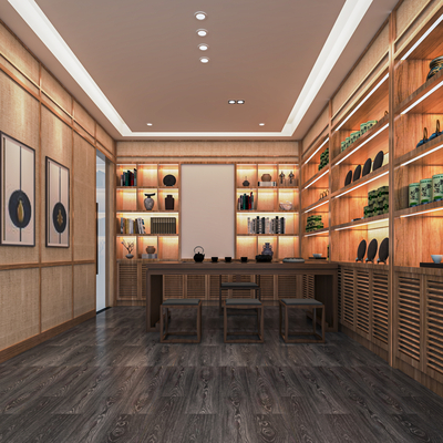  新中式茶叶店su模型 