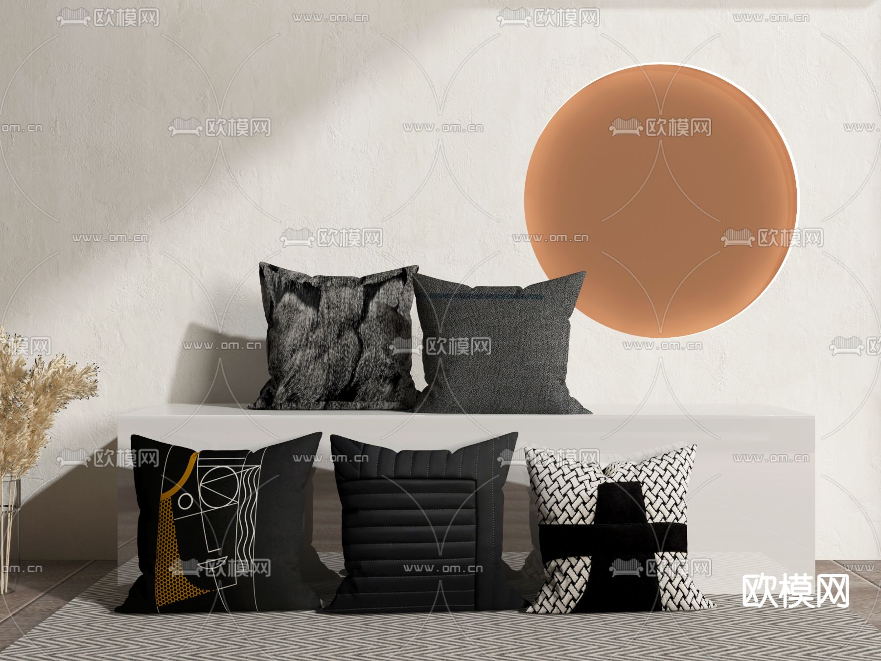 现代抱枕 靠枕3d模型下载