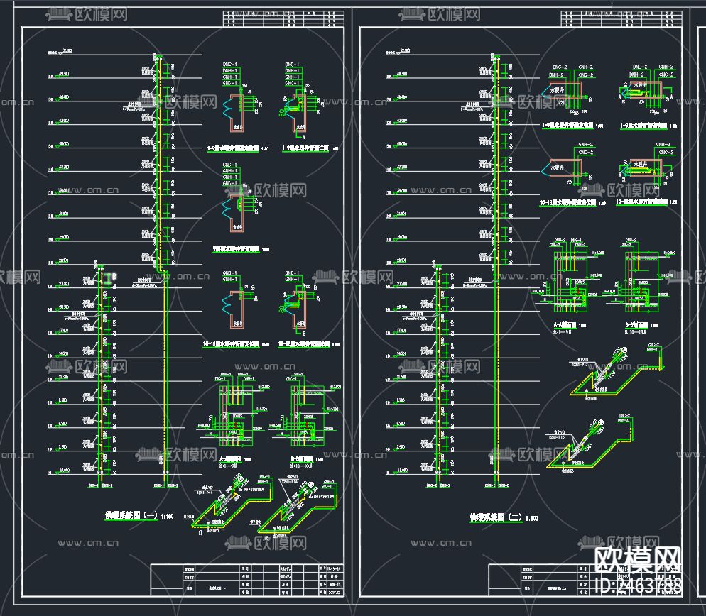 河北某小区18层住宅楼暖通CAD施工图下载（渲染图6）