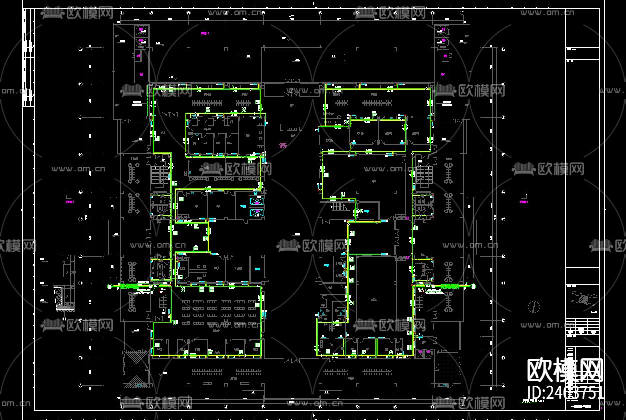 人民医院养老中心 康复疗养楼暖通CAD施工图下载（渲染图4）