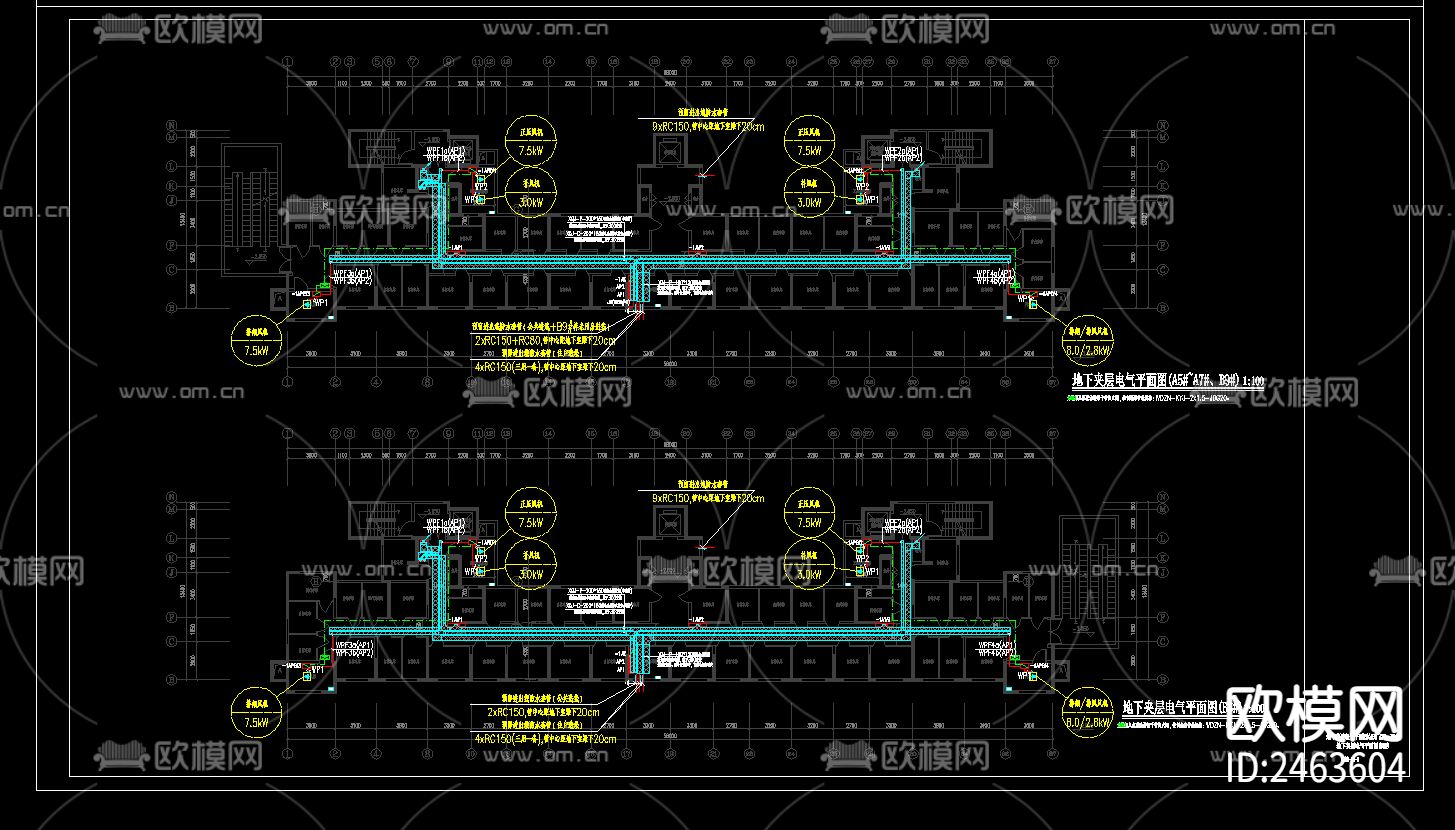 二十七层住宅楼电气cad施工图下载（渲染图2）