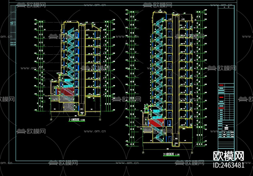 某小区15号楼三单元十三层住宅楼建筑CAD施工图-免费3dmax模型库-欧模网