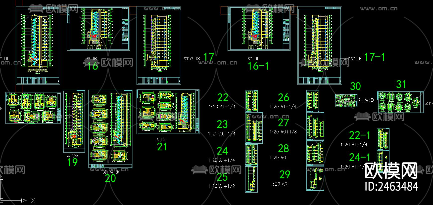 某小区12号楼三单元十三层住宅建筑CAD施工图下载（渲染图4）