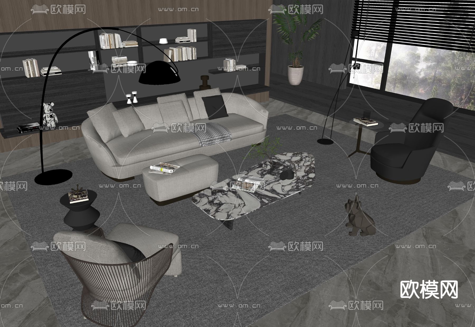 Minotti 米洛提  沙发茶几组合su模型下载（渲染图3）