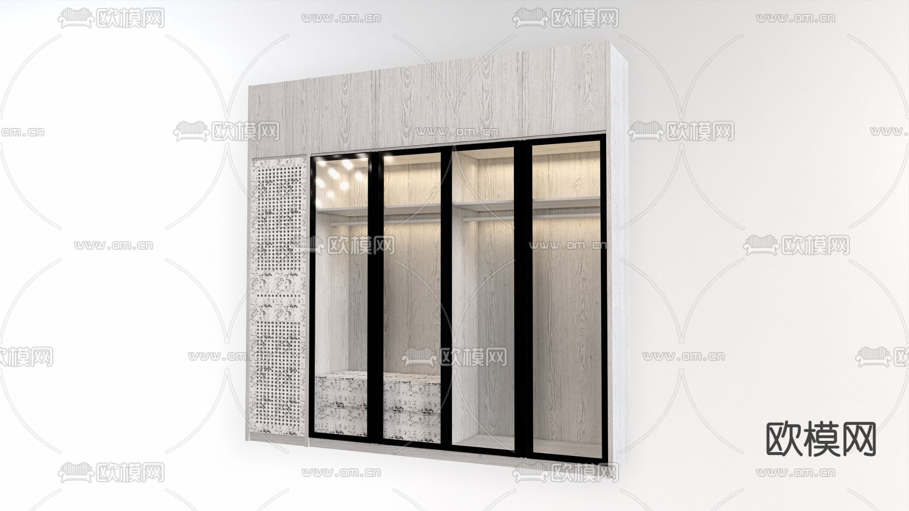 现代衣柜su模型下载（渲染图1）