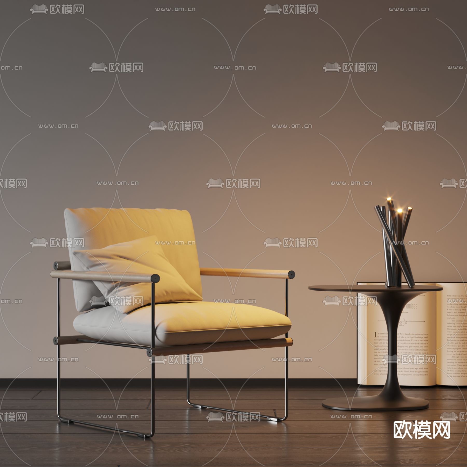 现代休闲椅子su模型下载（渲染图1）