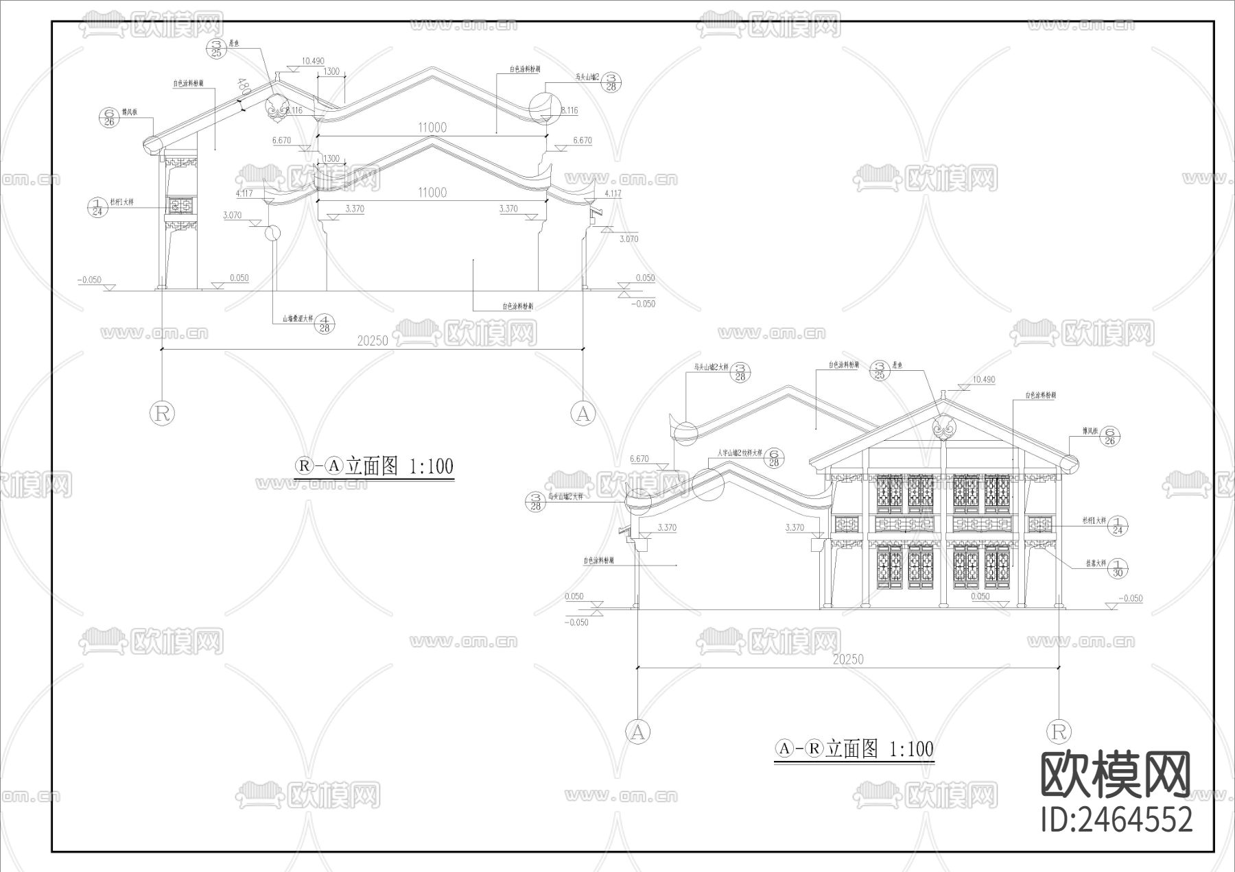 民俗文化长廊全套建筑CAD施工图下载（渲染图2）