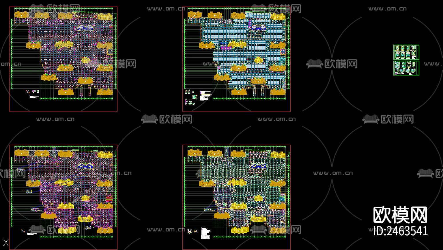 移民安置小区地下车库结构cad施工图下载（渲染图1）